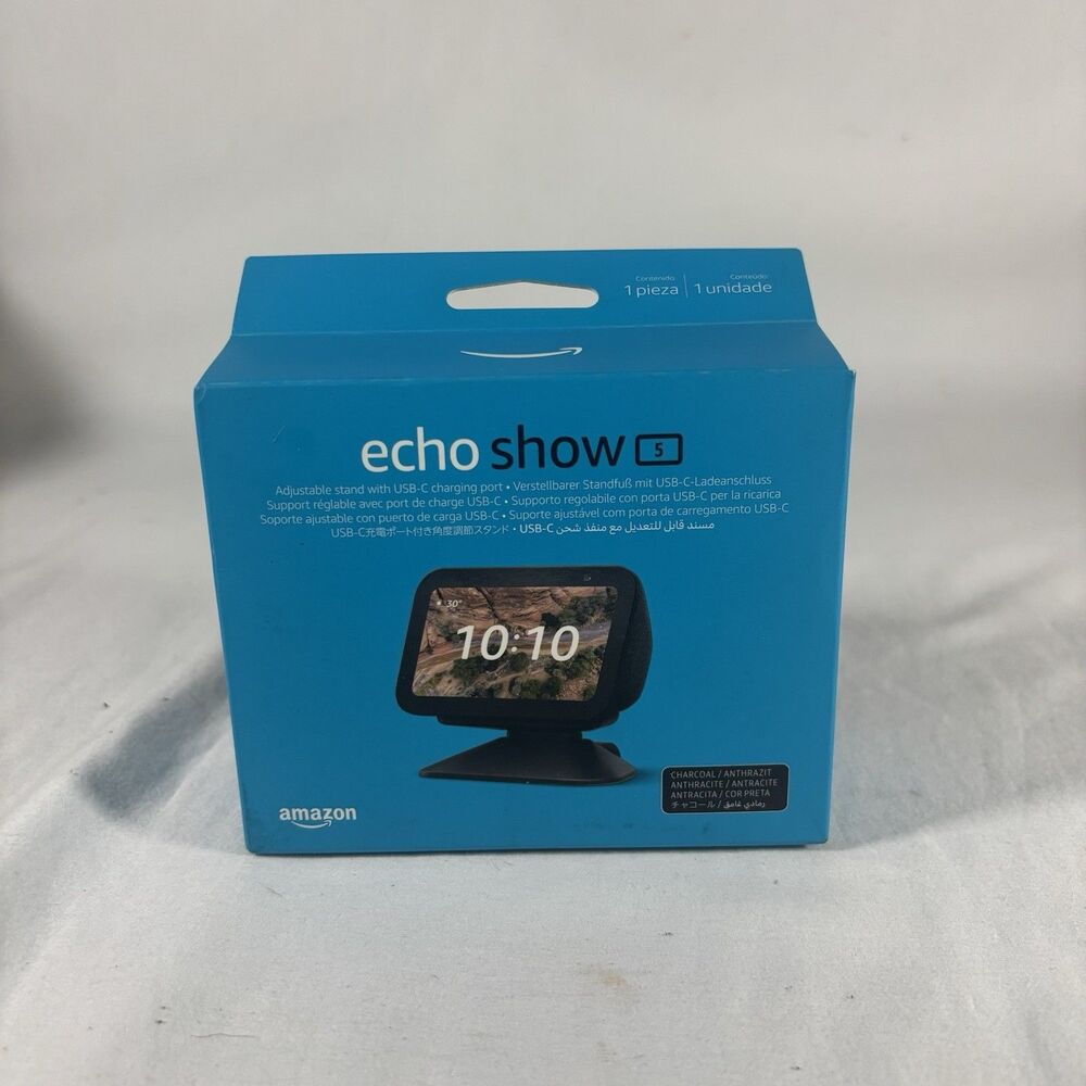 Amazon Echo Show 5 Adjustable Stand USB-C Charging Port, Charcoal (2024)